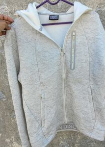 Grey fleece hooded jacket