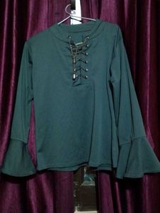 Green Flared Sleeve Top