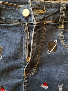 Embroidered Denim Shorts