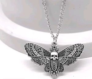 Skull Moth Pendant Necklace