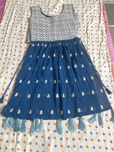 Blue Chikankari Plazoo Set