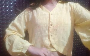 Yellow Smocked Crop Top