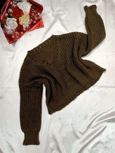 Cropped Olive Green Knit Sweater💚