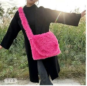Hot Pink Fuzzy Shoulder Bag