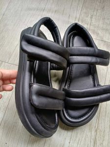 Chunky Padded Black Sandals
