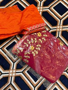 Rose Pink Pure Georgette gota patti saree