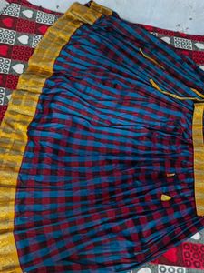 Stylish Peacock Blue Pattu Paavadai