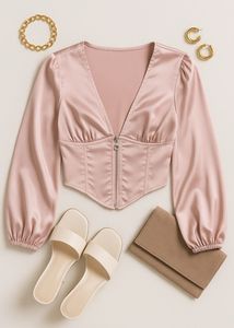 Pink Satin Corset Top