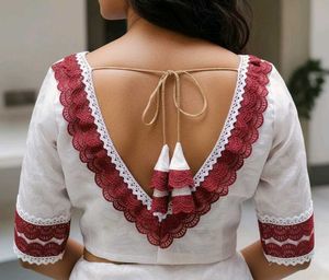 Elegant White & Maroon Blouse