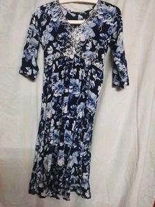 Alia Cut Navy Blue Straight Kurti