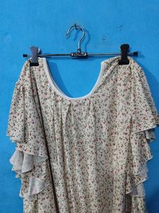 Floral Ruffle Sleeve Top
