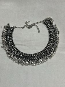 Silver Tone Necklace oxidised