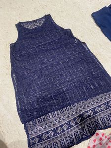 blue net short kurti