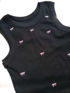 Y2k Style Fitted Bow Crop Top 🌷✨