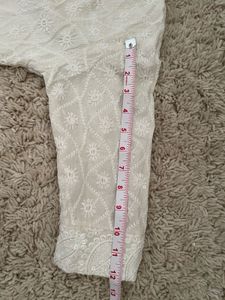 Off White Embroidered Short Kurti