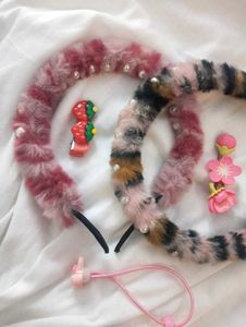 Pearl studded Fur Hairbands, Clips, Rubberband