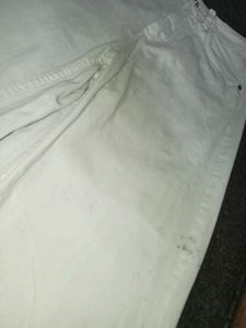 off white Wide Leg Light Wash Jeans