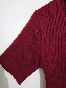 Maroon Ribbed Top