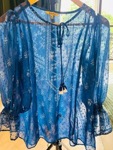 Elegant Blue Embroidered Top