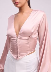 Newme -Pink Satin Corset Top