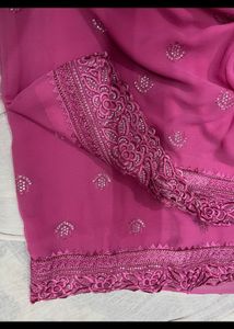 Pink Chiffon Party Saree