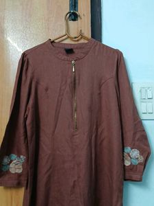 Brown Embroidered Dress