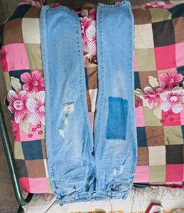Distressed Jeans with Patch