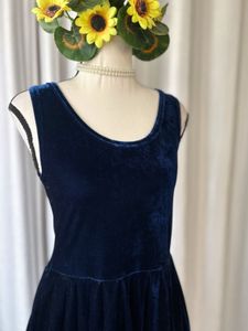 Korean Velvet Navy Dress
