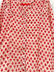 Floral Print Mandarin Collar Top