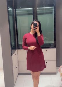 Burgundy Ribbed Dress