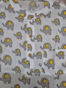 Cute Elephant Print Kurta Set (Avl Sizes 2-7 Year)