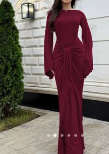 Burgundy Knot-Front Dress