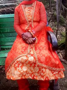 Orange Jacket Frock Suit For Girls