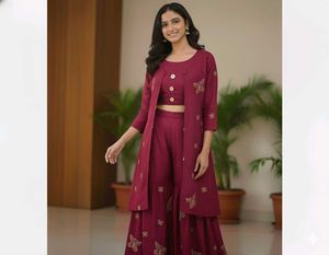 Embroidered girl plazzoSet