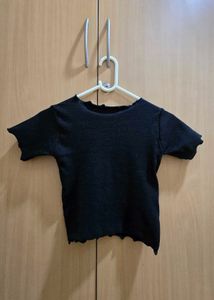Ruffled Black Crop Top