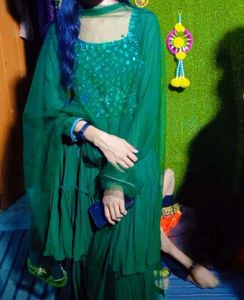 Green Embellished Kurta Set
