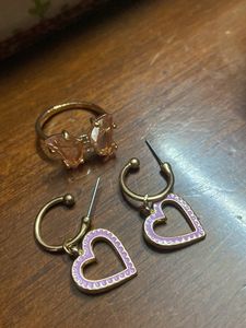 Accessorize Heart Shape Earrings With Ring