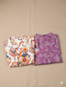 Floral Print Women's Kurtas (Set of 2)