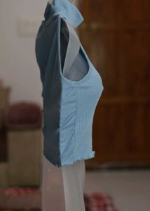Blue High Neck Top