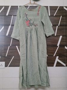 Striped Embroidered Kurta