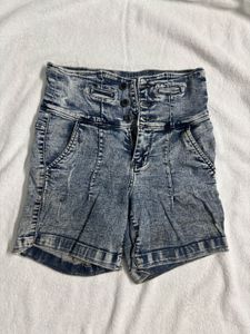 Acid Wash Denim Shorts