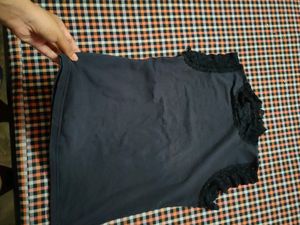 Lace Detailing Black Top