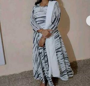 Tie-Dye Print Dress with Scarf