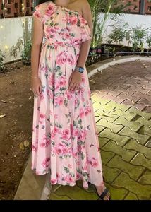 Pink Floral Off Shoulder Dress