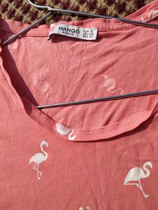 White Flamingo Print Pink T-Shirt