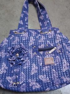 Blue Butterfly Embossed Tote Bag