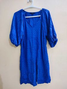 Blue V-Neck Dress