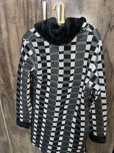 Checkered Black &amp; White Cardigan