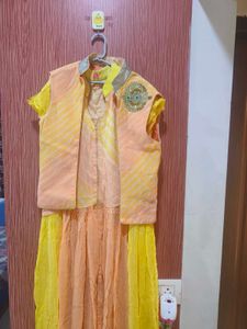 Women Orange Yellow Kurti With Jacket