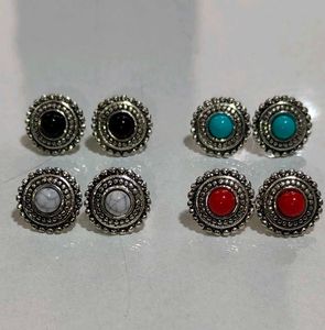 Oxidised circle Shape Tiny Stud Earrings for Women